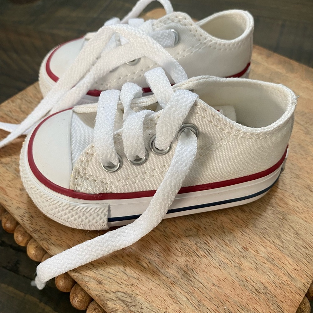 Converse Baby Toddler Chucks White and Red Canvas Sneakers